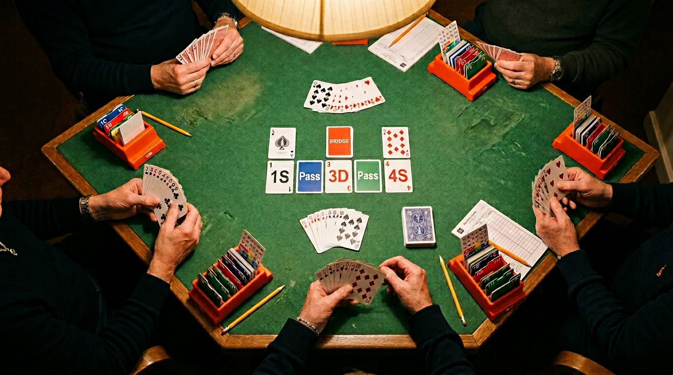 Bridge strategy illustration for bergen raises — show major suit support with 3♣ & 3♦ raises