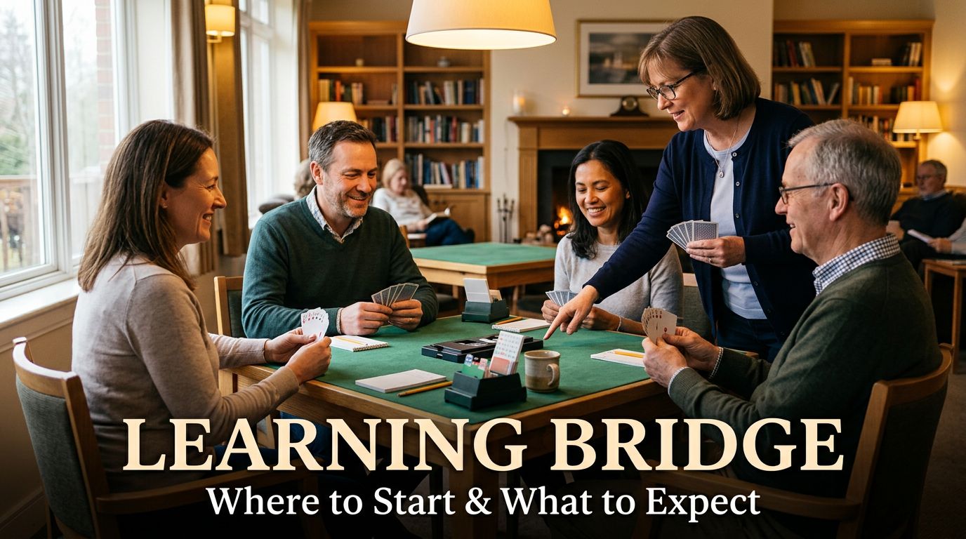 Complete roadmap for learning bridge: what to study first, which conventions to learn, finding games, practice strate...