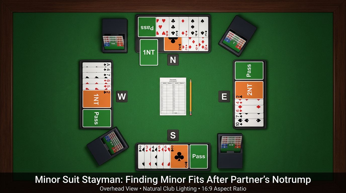 Learn how to use Minor Suit Stayman (2♠) after 1NT to discover minor suit fits and explore slam possibilities. Comple...