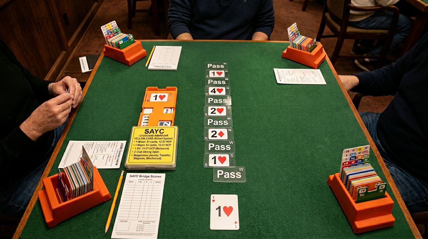 Learn SAYC bidding, the default system used in ACBL club games. Get the basics of Standard American Yellow Card with ...