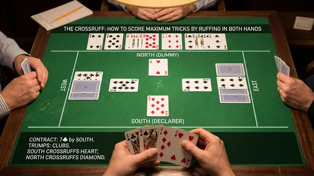 Master the bridge crossruff technique - learn when to crossruff instead of drawing trumps, how to cash side winners f...