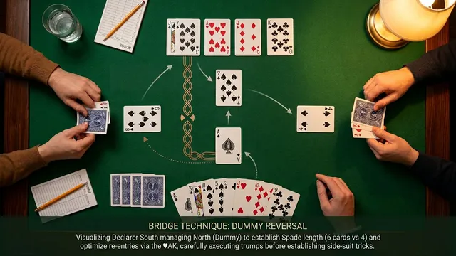 Bridge strategy illustration for endplays and throw-ins in bridge: forcing opponents to lead