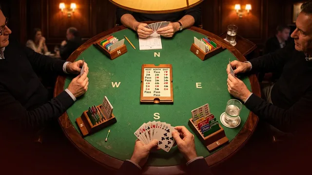 Bridge strategy illustration for forcing pass: how to share competitive decisions with par...