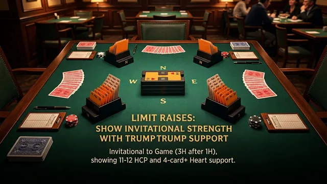 Bridge strategy illustration for limit raises: invitational jump raise