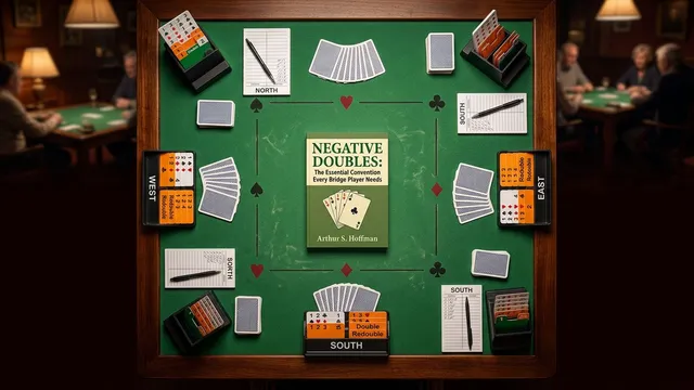 Bridge strategy illustration for negative double: respond to opponent's overcall (complete...