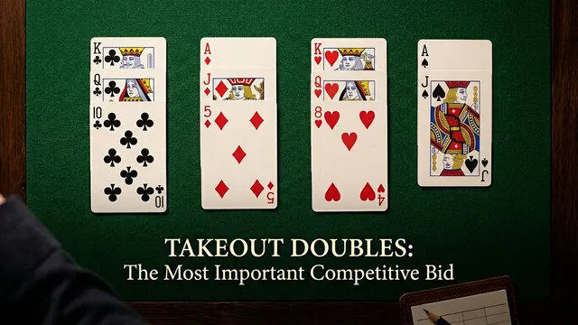 Bridge strategy illustration for takeout doubles: compete for the contract